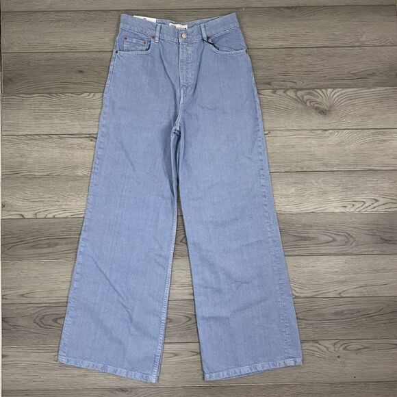 Zara Women's Size 6 The Trute Cotton Loose Fit Flare Wide Leg Denim NEW Jeans - Picture 1 of 17